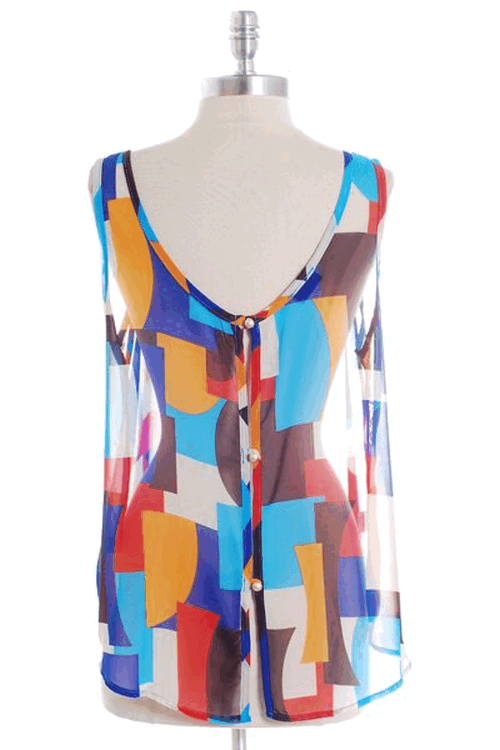 Slit Back Multi Color Top
